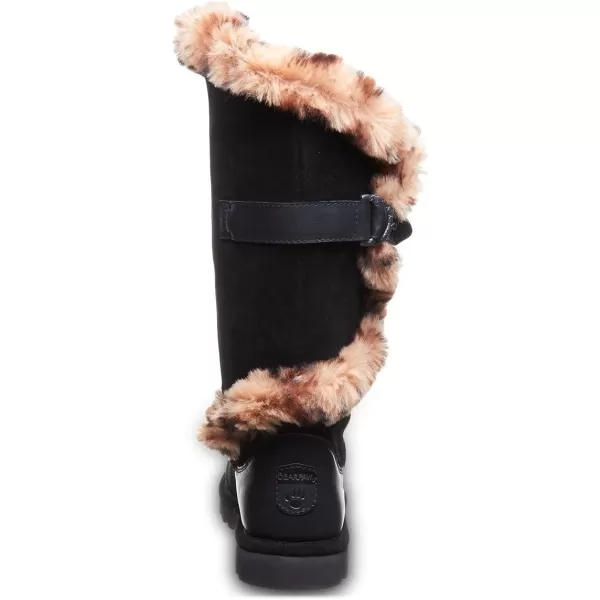 imageBEARPAW Womens Sheilah Tall Multiple Colors  Womens Boot Classic Suede  Womens Slip On Boot  Comfortable Winter BootBlackLeopard Fur