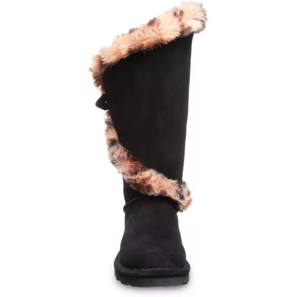 imageBEARPAW Womens Sheilah Tall Multiple Colors  Womens Boot Classic Suede  Womens Slip On Boot  Comfortable Winter BootBlackLeopard Fur