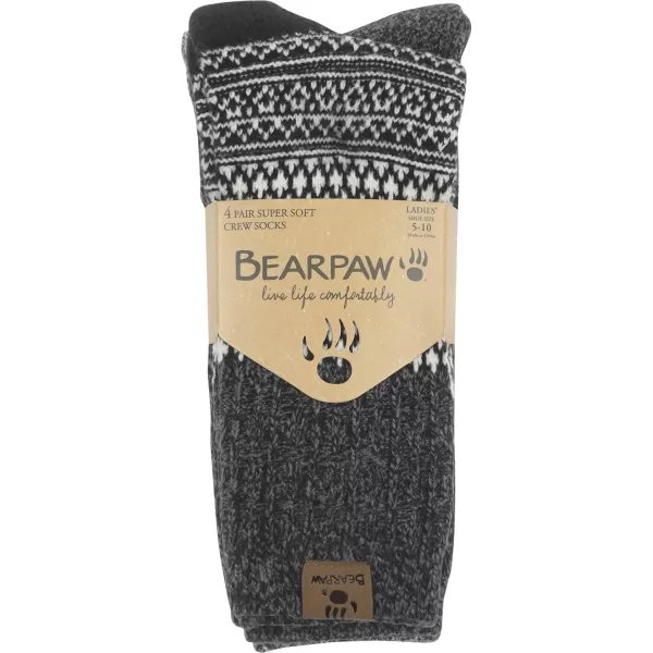imageBEARPAW Womens 4 Pair Pack Super Soft Velvet Modern Multicolor Assorted Easy Care Diamond Fairisle Boot SocksGrey