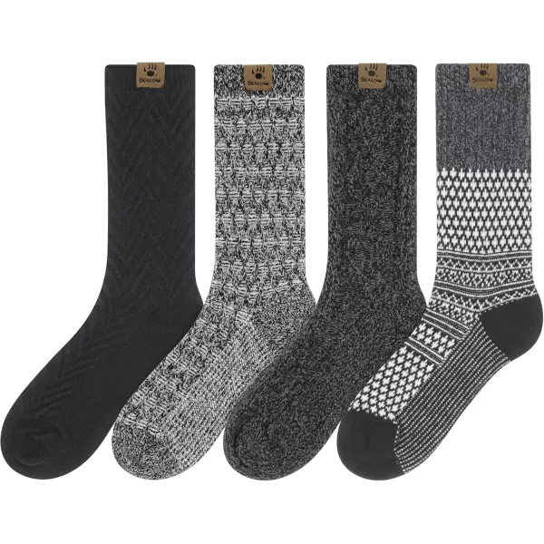 imageBEARPAW Womens 4 Pair Pack Super Soft Velvet Modern Multicolor Assorted Easy Care Diamond Fairisle Boot SocksGrey
