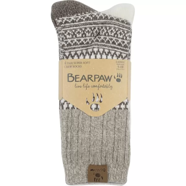 imageBEARPAW Womens 4 Pair Pack Super Soft Velvet Modern Multicolor Assorted Easy Care Diamond Fairisle Boot SocksTan