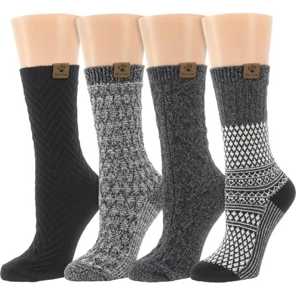imageBEARPAW Womens 4 Pair Pack Super Soft Velvet Modern Multicolor Assorted Easy Care Diamond Fairisle Boot SocksGrey