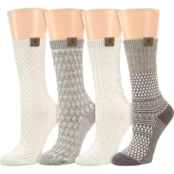 imageBEARPAW Womens 4 Pair Pack Super Soft Velvet Modern Multicolor Assorted Easy Care Diamond Fairisle Boot SocksTan