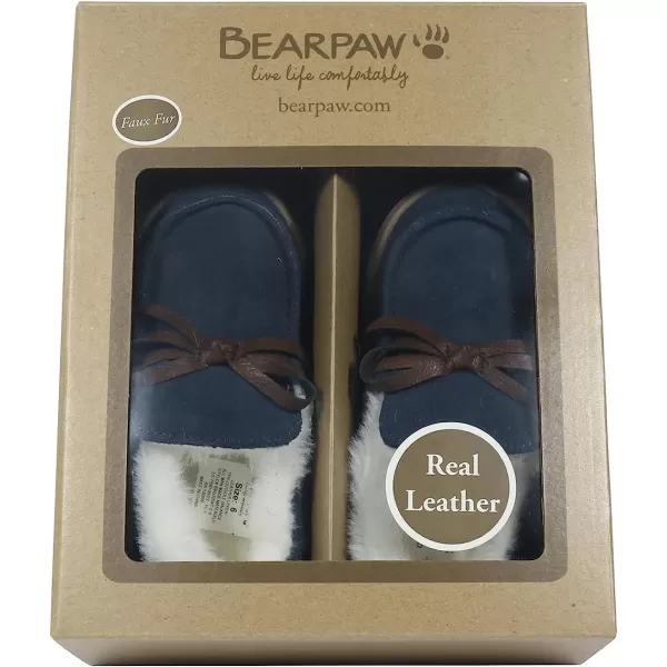 imageBEARPAW Baby Boy Walker Boots Faux Fur Hard Bottom Baby Shoes  Hook ampamp Loop Strap Rubber Sole Infant Walking ShoesNavy