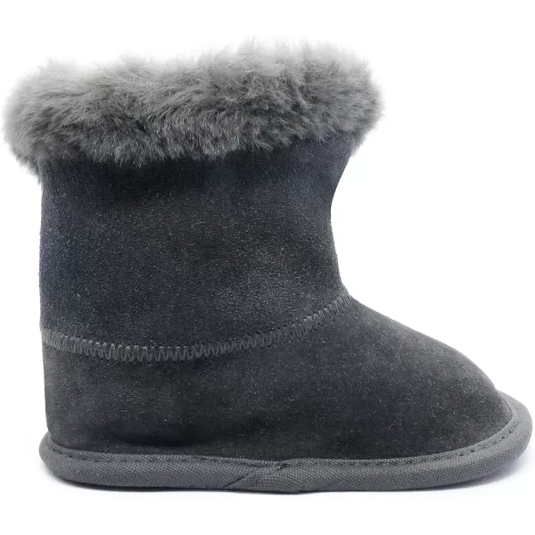 imageBEARPAW Baby Jennifer Fur Lined Leather Boots Babys Comfy Shoes for Cold Weather Babies Soft Suede Boots with Soft Bottom SolesLight Gray