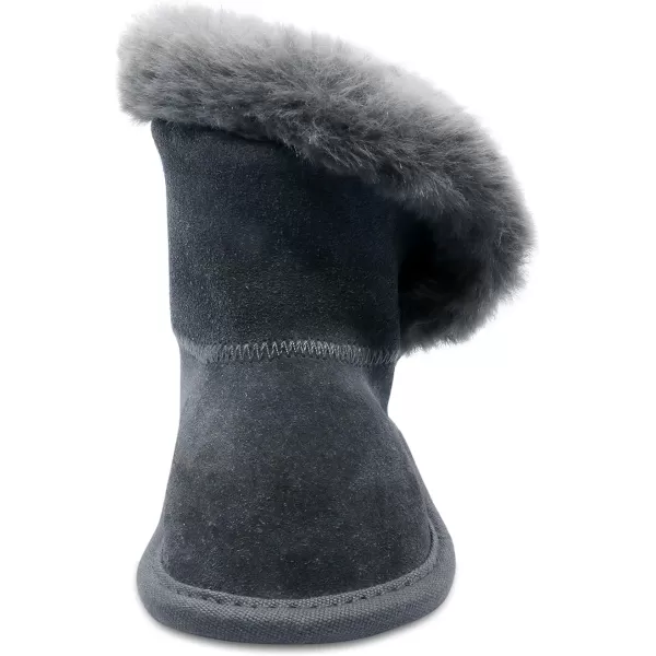 imageBEARPAW Baby Jennifer Fur Lined Leather Boots Babys Comfy Shoes for Cold Weather Babies Soft Suede Boots with Soft Bottom SolesLight Gray