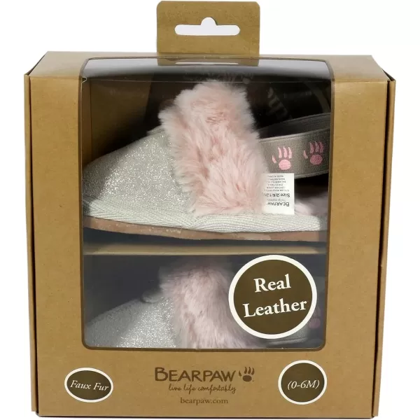 imageBEARPAW Baby Rebecca Suede Slipper Comfortable Suede Slip On for Indoor and Outdoor with Sheepskin Lining Hard Sole Slippers with Straps for Infants