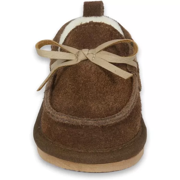 imageBEARPAW Baby Suede Slippers with Faux Fur Lining Comfortable Suede Slip On for Indoor and OutdoorBrown Austin