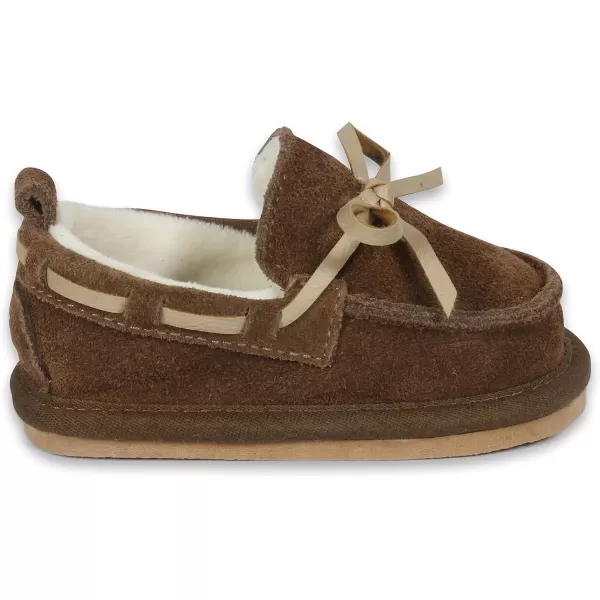 imageBEARPAW Baby Suede Slippers with Faux Fur Lining Comfortable Suede Slip On for Indoor and OutdoorBrown Austin