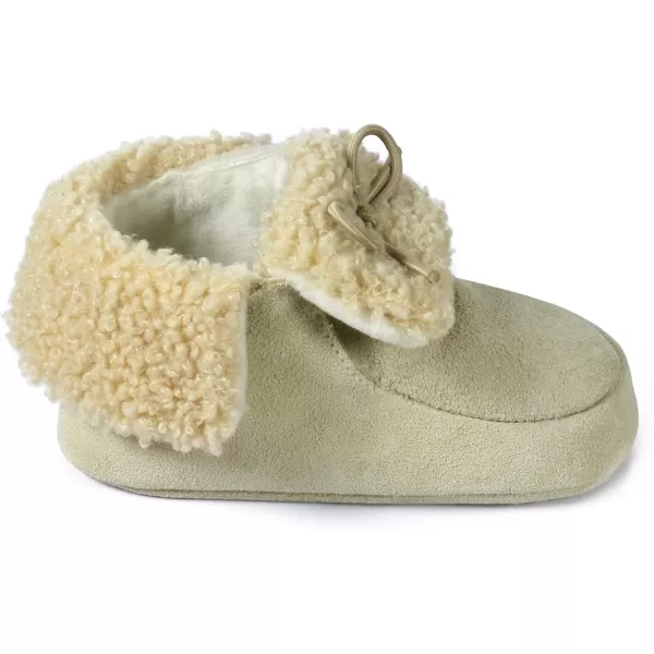 imageBEARPAW Baby Suede Slippers with Faux Fur Lining Comfortable Suede Slip On for Indoor and OutdoorIvory Justin