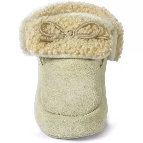 imageBEARPAW Baby Suede Slippers with Faux Fur Lining Comfortable Suede Slip On for Indoor and OutdoorIvory Justin