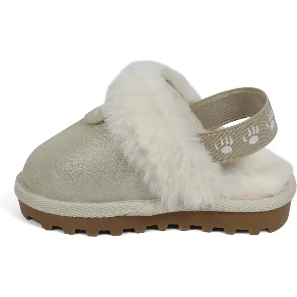 imageBEARPAW Unisex Faux Fur Lined Suede Infant Shoes  Hard Bottom Baby Shoes for Boys and Girls  Leather Walker SlippersChampagne Glitter