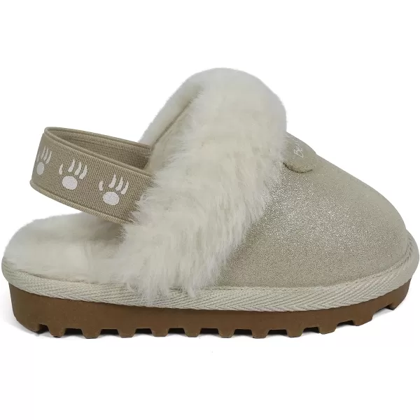 imageBEARPAW Unisex Faux Fur Lined Suede Infant Shoes  Hard Bottom Baby Shoes for Boys and Girls  Leather Walker SlippersChampagne Glitter