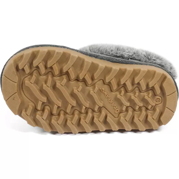 imageBEARPAW Unisex Faux Fur Lined Suede Infant Shoes  Hard Bottom Baby Shoes for Boys and Girls  Leather Walker SlippersGrey