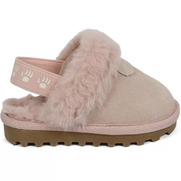imageBEARPAW Unisex Faux Fur Lined Suede Infant Shoes  Hard Bottom Baby Shoes for Boys and Girls  Leather Walker SlippersLight Pink