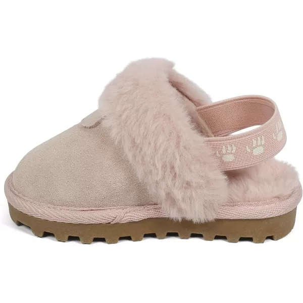 imageBEARPAW Unisex Faux Fur Lined Suede Infant Shoes  Hard Bottom Baby Shoes for Boys and Girls  Leather Walker SlippersLight Pink