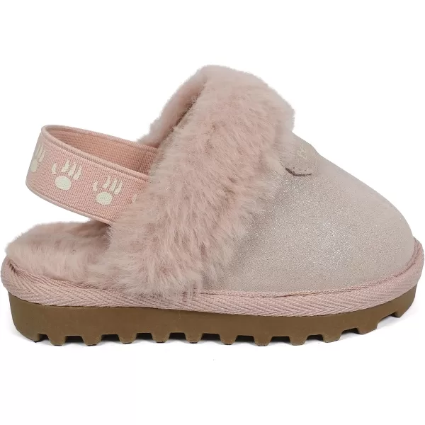 imageBEARPAW Unisex Faux Fur Lined Suede Infant Shoes  Hard Bottom Baby Shoes for Boys and Girls  Leather Walker SlippersLight Pink Glitter