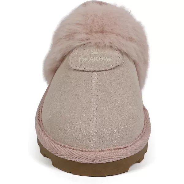 imageBEARPAW Unisex Faux Fur Lined Suede Infant Shoes  Hard Bottom Baby Shoes for Boys and Girls  Leather Walker SlippersLight Pink Glitter