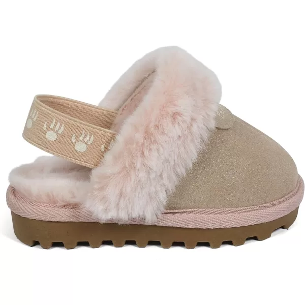 imageBEARPAW Unisex Faux Fur Lined Suede Infant Shoes  Hard Bottom Baby Shoes for Boys and Girls  Leather Walker SlippersRosegold Glitter
