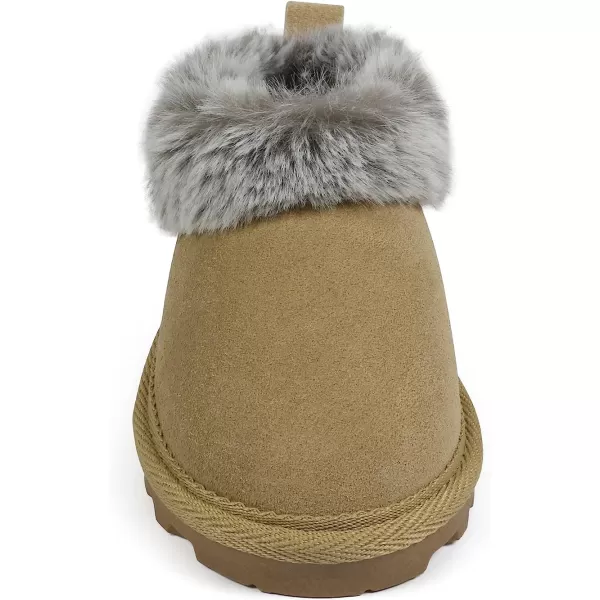 imageBEARPAW Unisex Faux Fur Lined Suede Infant Shoes  Hard Bottom Baby Shoes for Boys and Girls  Leather Walker SlippersTan