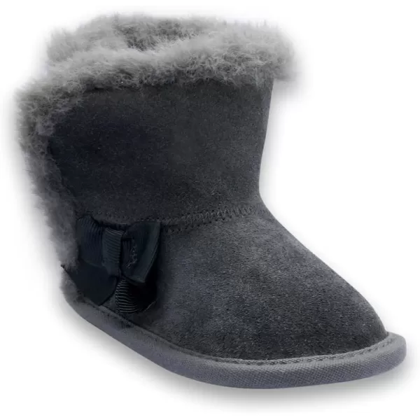 imageBEARPAW Baby Jennifer Fur Lined Leather Boots Babys Comfy Shoes for Cold Weather Babies Soft Suede Boots with Soft Bottom SolesDark Gray