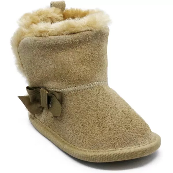 imageBEARPAW Baby Jennifer Fur Lined Leather Boots Babys Comfy Shoes for Cold Weather Babies Soft Suede Boots with Soft Bottom SolesLight Chestnut