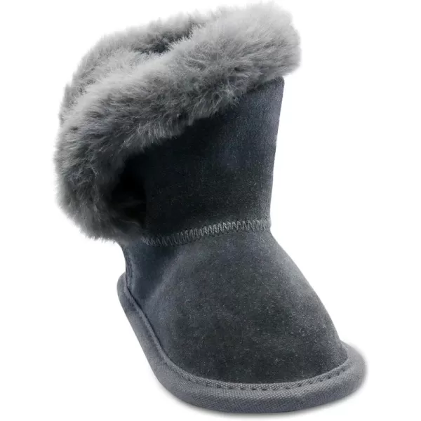 imageBEARPAW Baby Jennifer Fur Lined Leather Boots Babys Comfy Shoes for Cold Weather Babies Soft Suede Boots with Soft Bottom SolesLight Gray