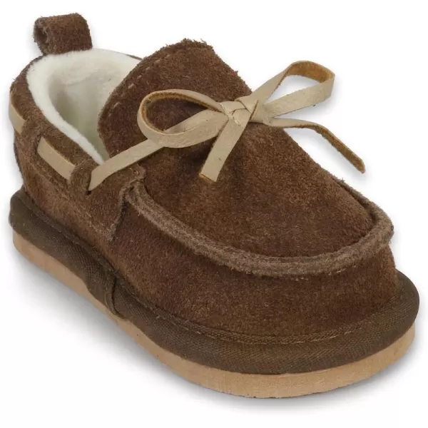 imageBEARPAW Baby Suede Slippers with Faux Fur Lining Comfortable Suede Slip On for Indoor and OutdoorBrown Austin