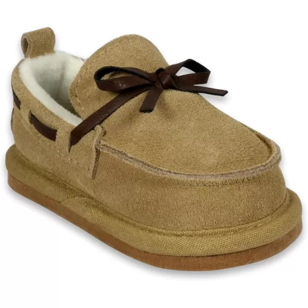 imageBEARPAW Baby Suede Slippers with Faux Fur Lining Comfortable Suede Slip On for Indoor and OutdoorChestnut Austin