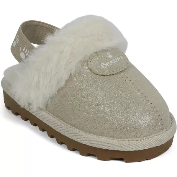 imageBEARPAW Unisex Faux Fur Lined Suede Infant Shoes  Hard Bottom Baby Shoes for Boys and Girls  Leather Walker SlippersChampagne Glitter