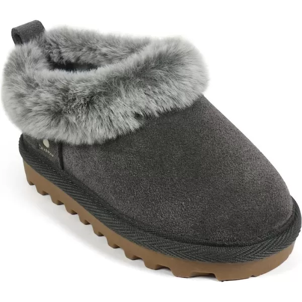 imageBEARPAW Unisex Faux Fur Lined Suede Infant Shoes  Hard Bottom Baby Shoes for Boys and Girls  Leather Walker SlippersGrey