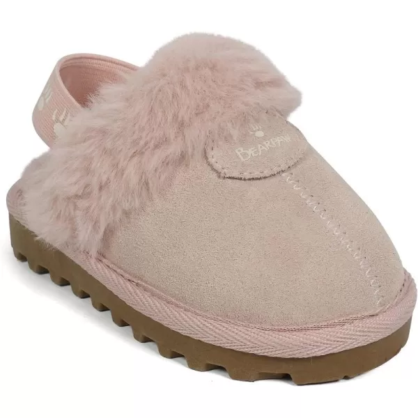 imageBEARPAW Unisex Faux Fur Lined Suede Infant Shoes  Hard Bottom Baby Shoes for Boys and Girls  Leather Walker SlippersLight Pink
