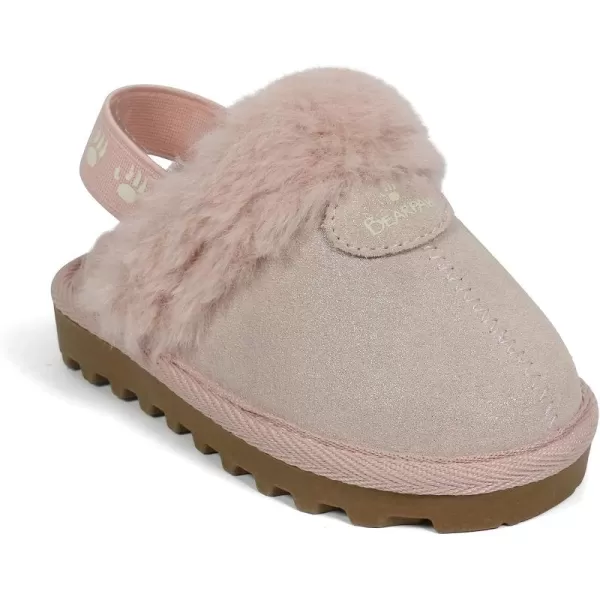 imageBEARPAW Unisex Faux Fur Lined Suede Infant Shoes  Hard Bottom Baby Shoes for Boys and Girls  Leather Walker SlippersLight Pink Glitter