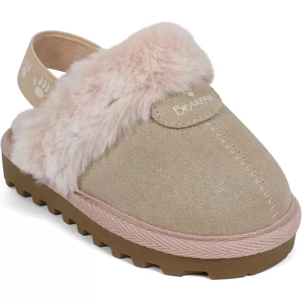 imageBEARPAW Unisex Faux Fur Lined Suede Infant Shoes  Hard Bottom Baby Shoes for Boys and Girls  Leather Walker SlippersRosegold Glitter
