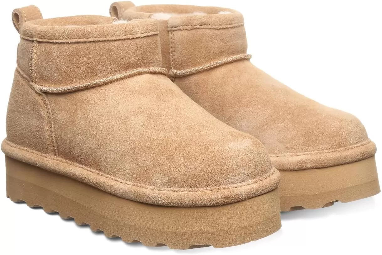 imageBEARPAW Retro Shorty Youth Boot  Youths Ankle Boot  Youths Slip On Boot  Comfortable Winter BootIced Coffee Solid