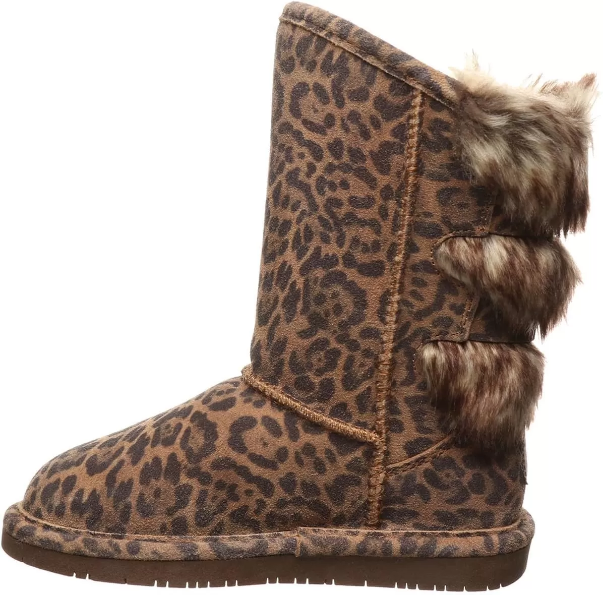 imageBEARPAW Youth Boshie Multiple Colors  Youths Boot Classic Suede  Kids Slip On Boot  Comfortable Winter BootLeopard