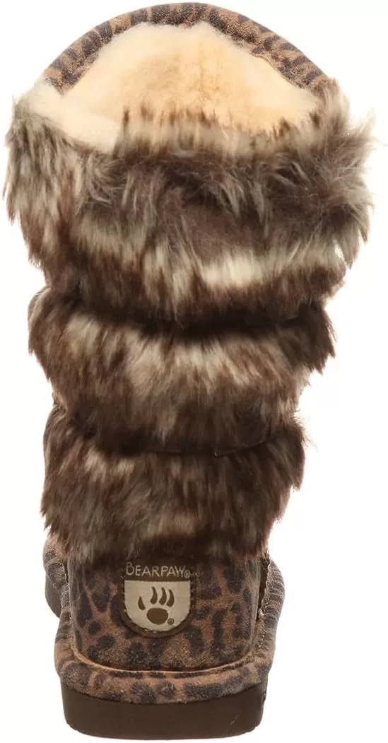 imageBEARPAW Youth Boshie Multiple Colors  Youths Boot Classic Suede  Kids Slip On Boot  Comfortable Winter BootLeopard