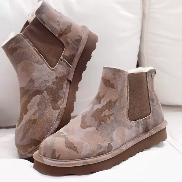 imageBEARPAW Mens Drew Multiple Colors  Mens Ankle Boot  Mens Slip On Boot  Comfortable Winter BootEarth Camo