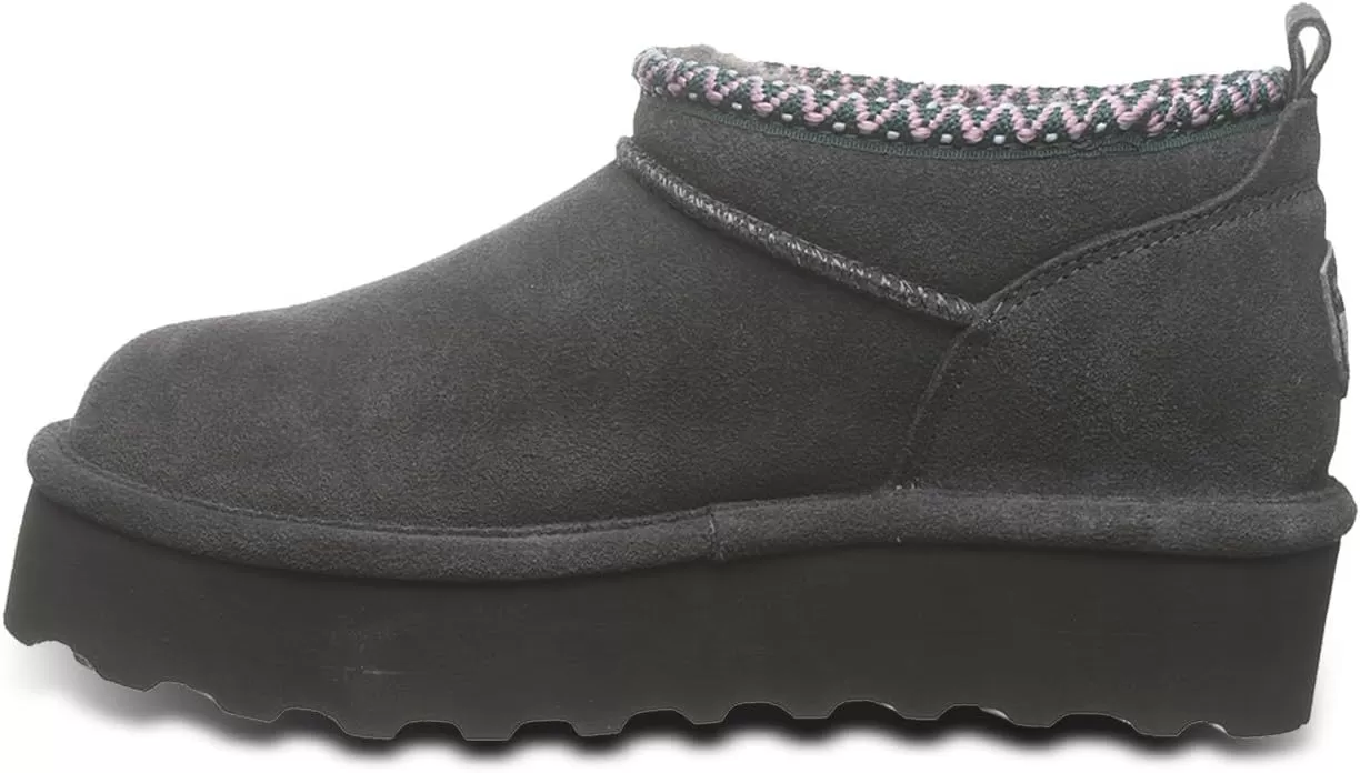imageBEARPAW Womens Retro Super Shorty Deco  Womens Ankle Boot  Womens Slip On Boot  Comfortable Winter Boot  Multiple Colors ampamp SizesGraphite