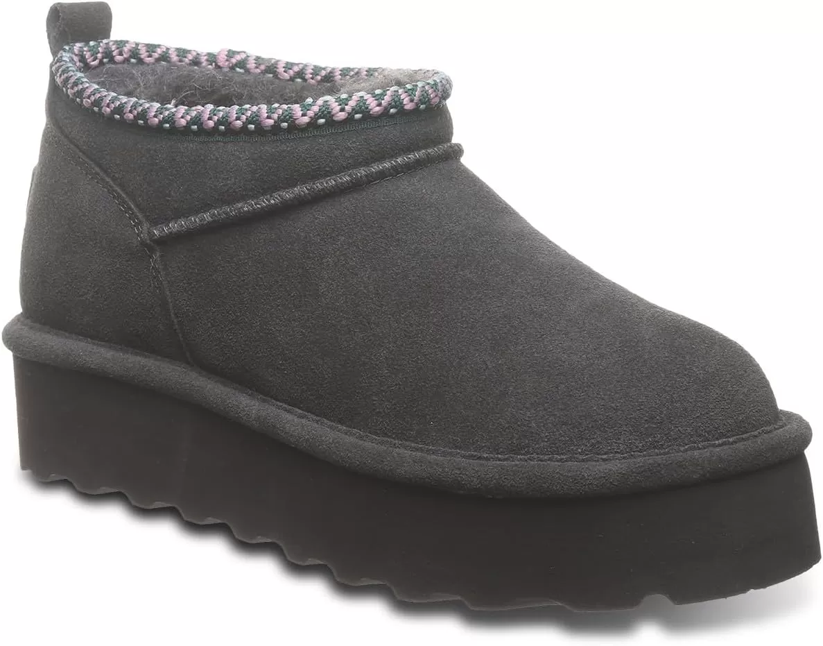 imageBEARPAW Womens Retro Super Shorty Deco  Womens Ankle Boot  Womens Slip On Boot  Comfortable Winter Boot  Multiple Colors ampamp SizesGraphite