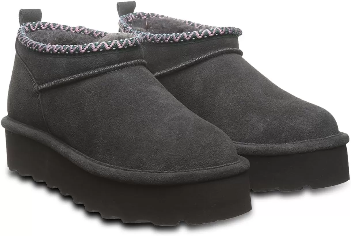imageBEARPAW Womens Retro Super Shorty Deco  Womens Ankle Boot  Womens Slip On Boot  Comfortable Winter Boot  Multiple Colors ampamp SizesGraphite