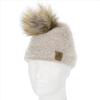 imageBEARPAW Womens 2 Piece Cold Weather Set Soft and Cozy Knit Pom Hat With Oversize Pom Matching Mitten or Touchscreen GlovesTan