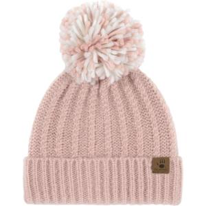 imageBEARPAW Womens 2 Piece Cold Weather Set Soft and Cozy Knit Pom Hat With Oversize Pom Matching Mitten or Touchscreen GlovesPink