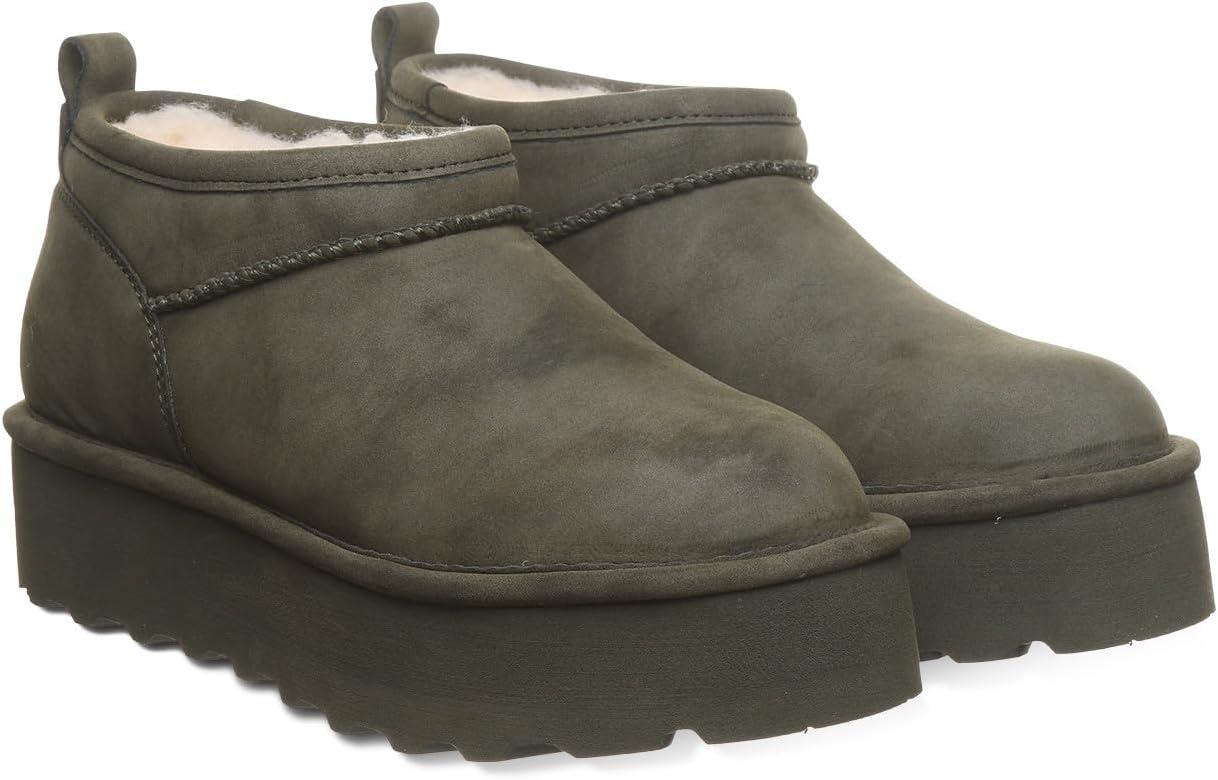 imageBEARPAW Womens Retro Super Shorty Boot  Womens Ankle Boot  Womens Slip On Boot  Comfortable Winter Boot  Multiple Colors ampamp SizesAlgae