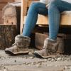 imageBEARPAW Womens Marilyn Classic Suede LaceUp Boot  Comfortable Womens BootStone
