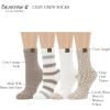 imageBEARPAW 4 Pair Pack Cozy Super Soft Lounge Socks Multi Pattern Crew SocksTaupe