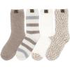 imageBEARPAW 4 Pair Pack Cozy Super Soft Lounge Socks Multi Pattern Crew SocksTaupe