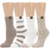 imageBEARPAW 4 Pair Pack Cozy Super Soft Lounge Socks Multi Pattern Crew SocksTaupe