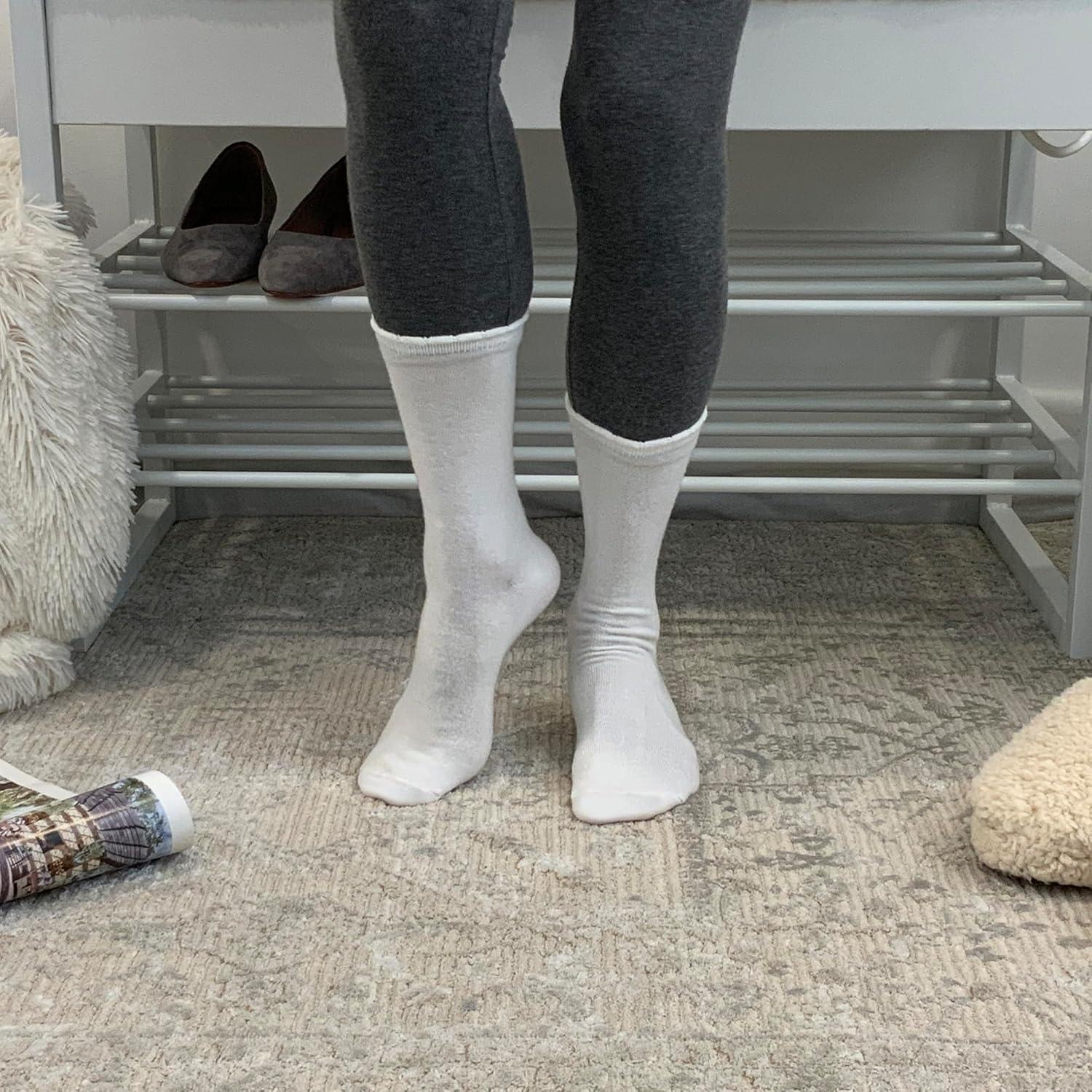 imageBEARPAW Womens 5 Pair Pack Super Soft Modern Multicolor Assorted Easy Care Solid Crew Socks With Scallop Edge Neutral ColorsBlack