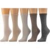 imageBEARPAW Womens 5 Pair Pack Super Soft Modern Multicolor Assorted Easy Care Solid Crew Socks With Scallop Edge Neutral ColorsEgret